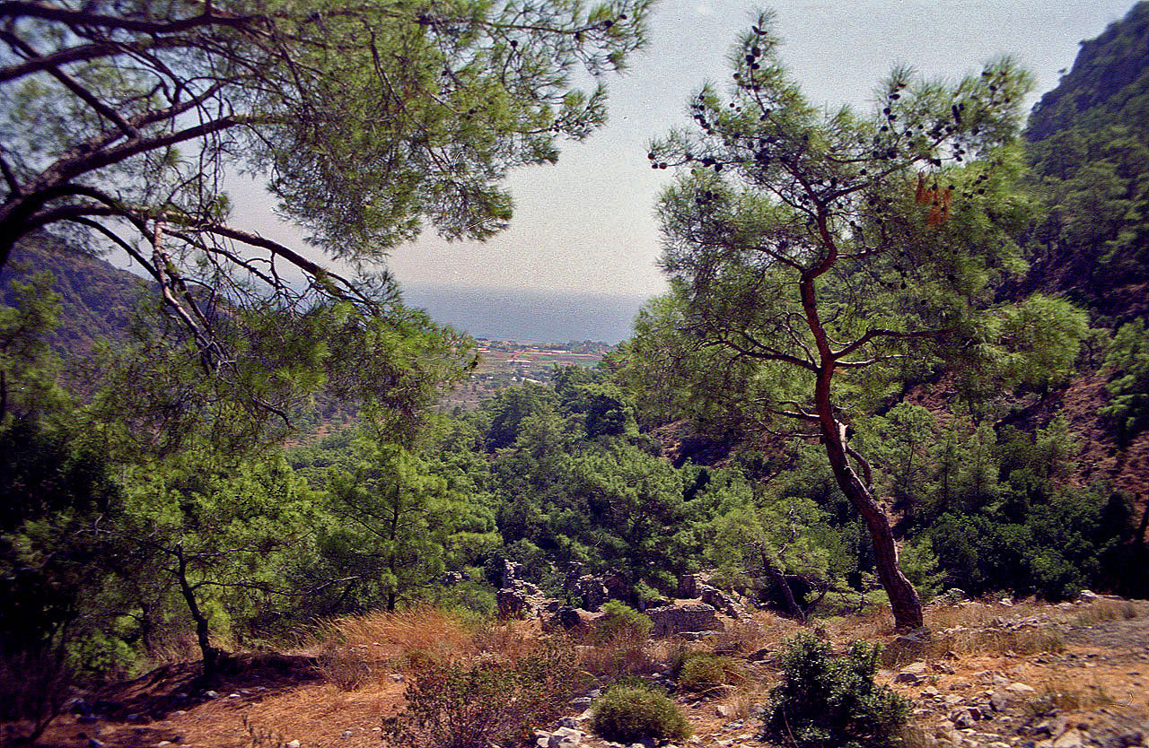 29.08.1995 | Kirche | byzantin. Kirchenruine und Blick auf Cirali